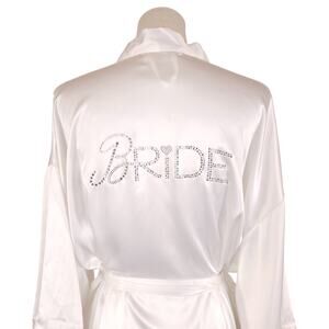 Victoria's Secret I Do Rhinestone Bride Satin Robe White